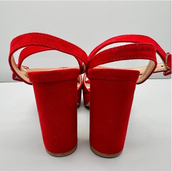 Journee Collection Womens Nairri Platform Sandal Red Size 6.5 Faux Suede - Picture 5 of 8